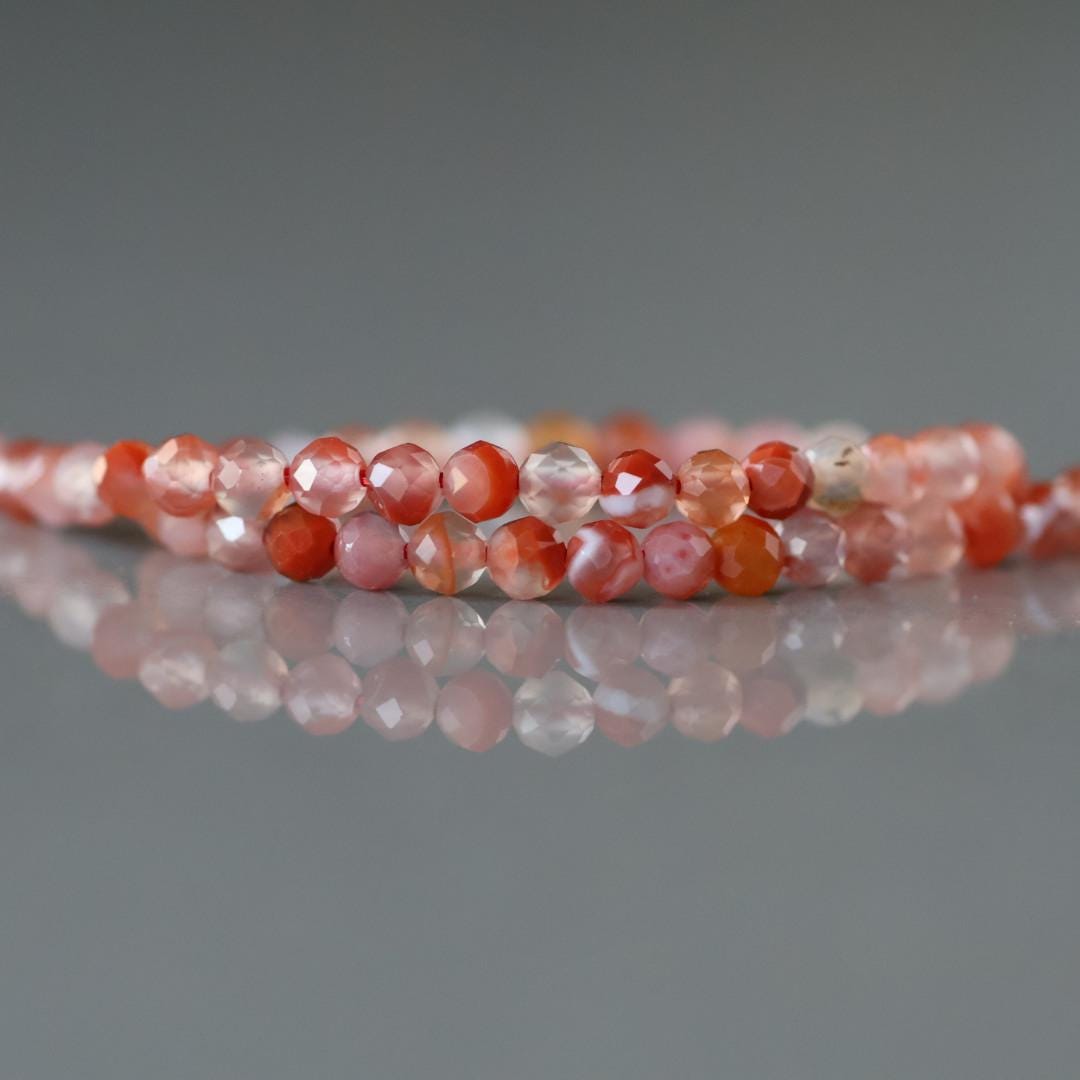 3.5mm Natural Carnelian Faceted Beads 15" Orange Genuine Gemstone Beads for Jewelry Making Beading Craft Gift Beads Self-Love Abundance