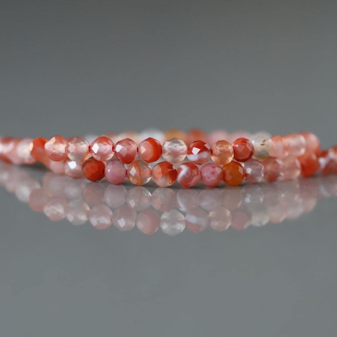 3.5mm Carnelian Beads ‚Äì Faceted Round Natural Gemstone 15" Strand