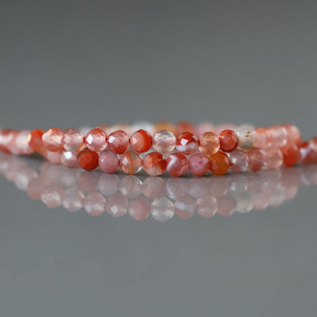 3.5mm Carnelian Beads ‚Äì Faceted Round Natural Gemstone 15" Strand