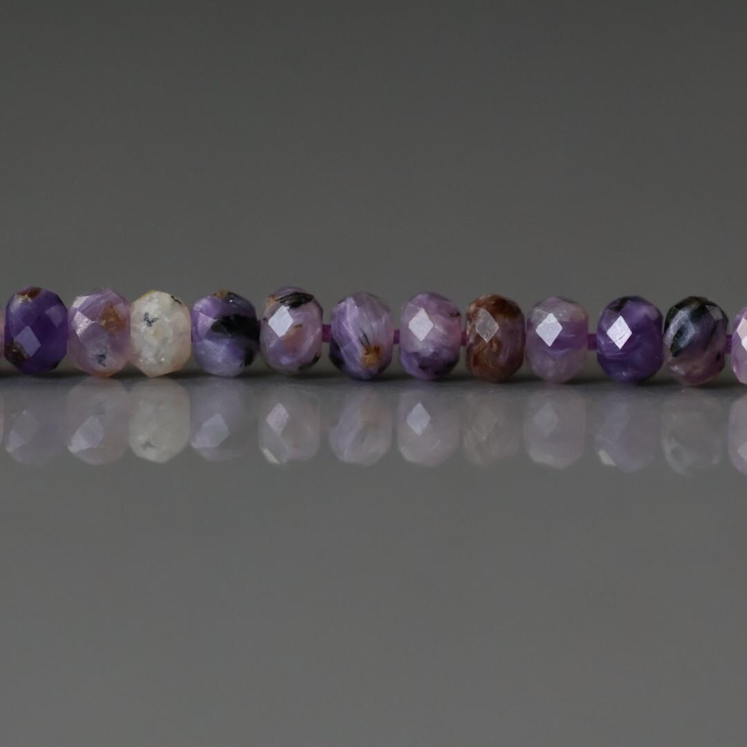 3.5mm Charoite Rondelle Beads Faceted Genuine Crystal Beads 7” Sparkly Gemstone Beads Jewelry Making DIY Necklace Earrings