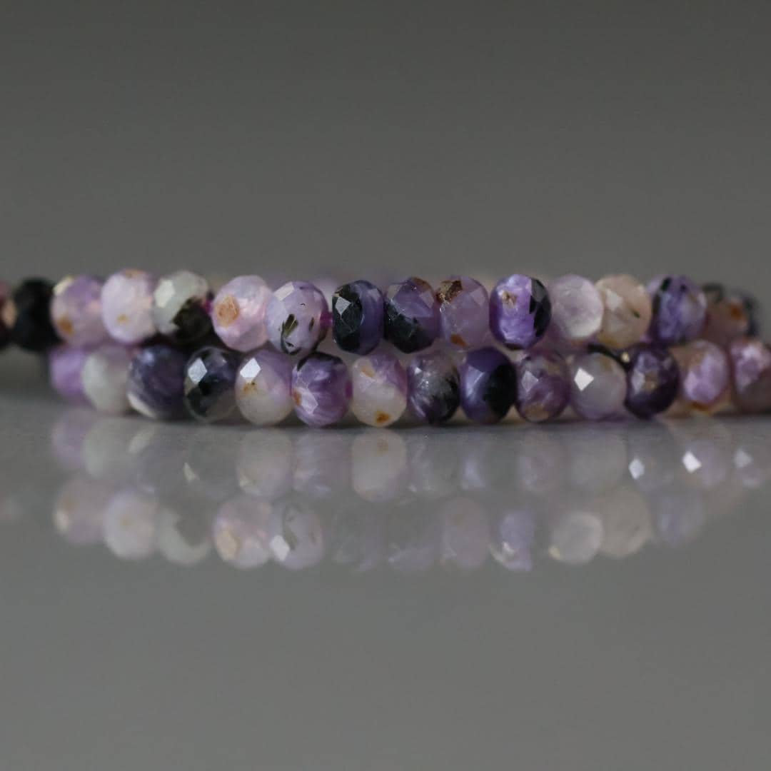 3.5mm Charoite Rondelle Beads Faceted Genuine Crystal Beads 7” Sparkly Gemstone Beads Jewelry Making DIY Necklace Earrings