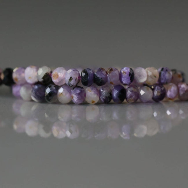 3.5mm Charoite Rondelle Beads Faceted Genuine Crystal Beads 7” Sparkly Gemstone Beads Jewelry Making DIY Necklace Earrings