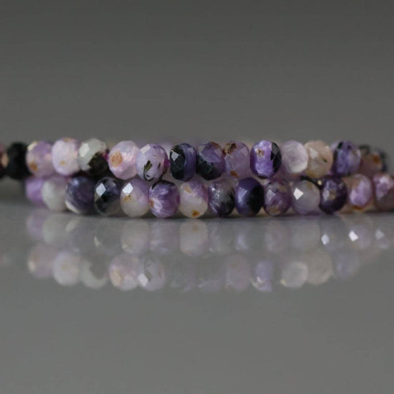3.5mm Charoite Rondelle Beads Faceted Genuine Crystal Beads 7” Sparkly Gemstone Beads Jewelry Making DIY Necklace Earrings