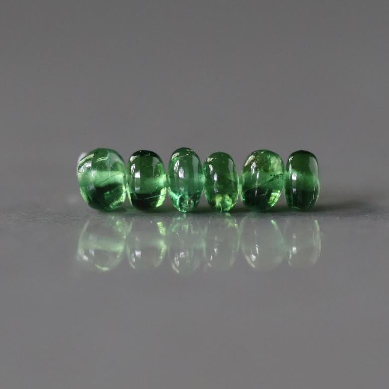 3.5mm Chrome Green Tourmaline Smooth Rondelle Beads 6 PCs Gem Quality Genuine Gemstone Beads DIY Jewelry Making Gift October Birthstone