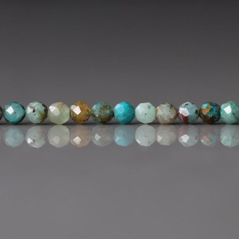 3.5mm Cuprite in Chrysocolla Beads ‚Äì Faceted Round Natural Gemstone 15" Strand