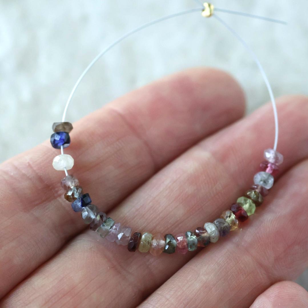3.5mm Disco Sapphire Beads Faceted Rondelle Colorful Multi Sapphire 2” Natural Gemstone for DIY Jewelry Making