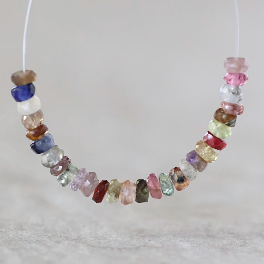 3.5mm Disco Sapphire Beads Faceted Rondelle Colorful Multi Sapphire 2” Natural Gemstone for DIY Jewelry Making