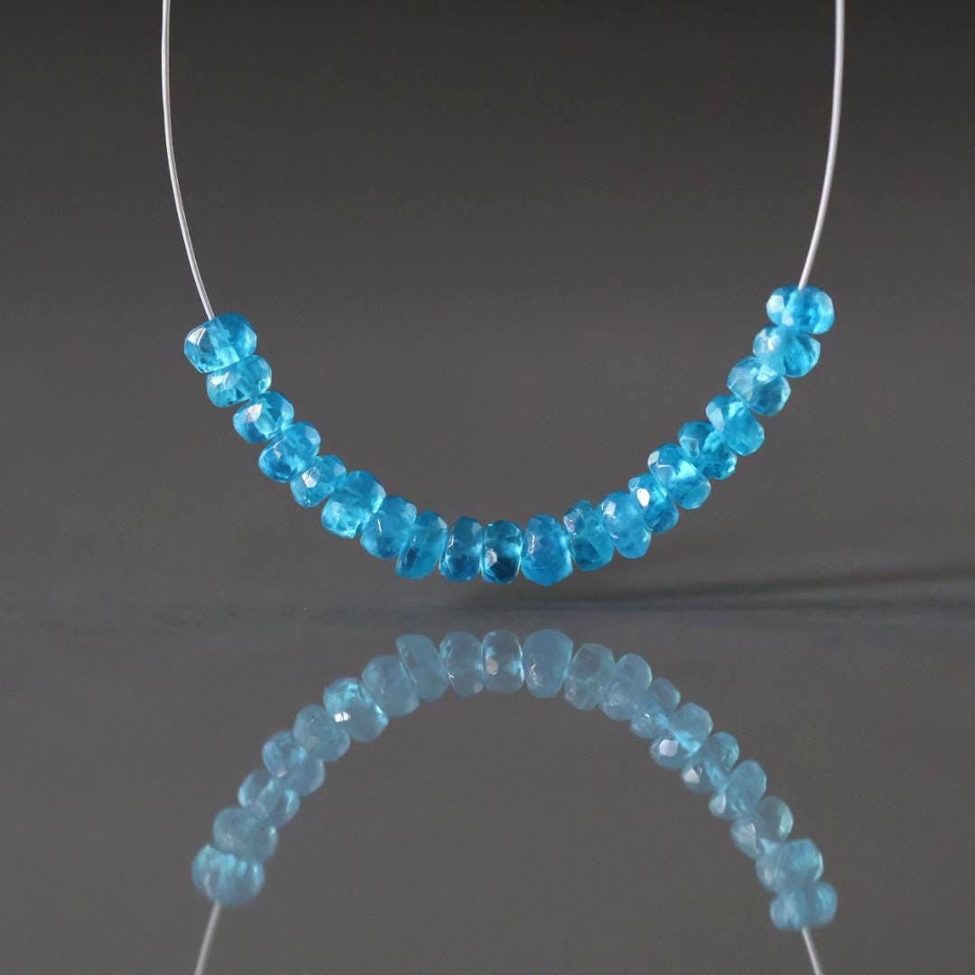 3.5mm Electric Neon Peacock Apatite Beads - Faceted Rondelle Genuine Gemstone 20 PCs