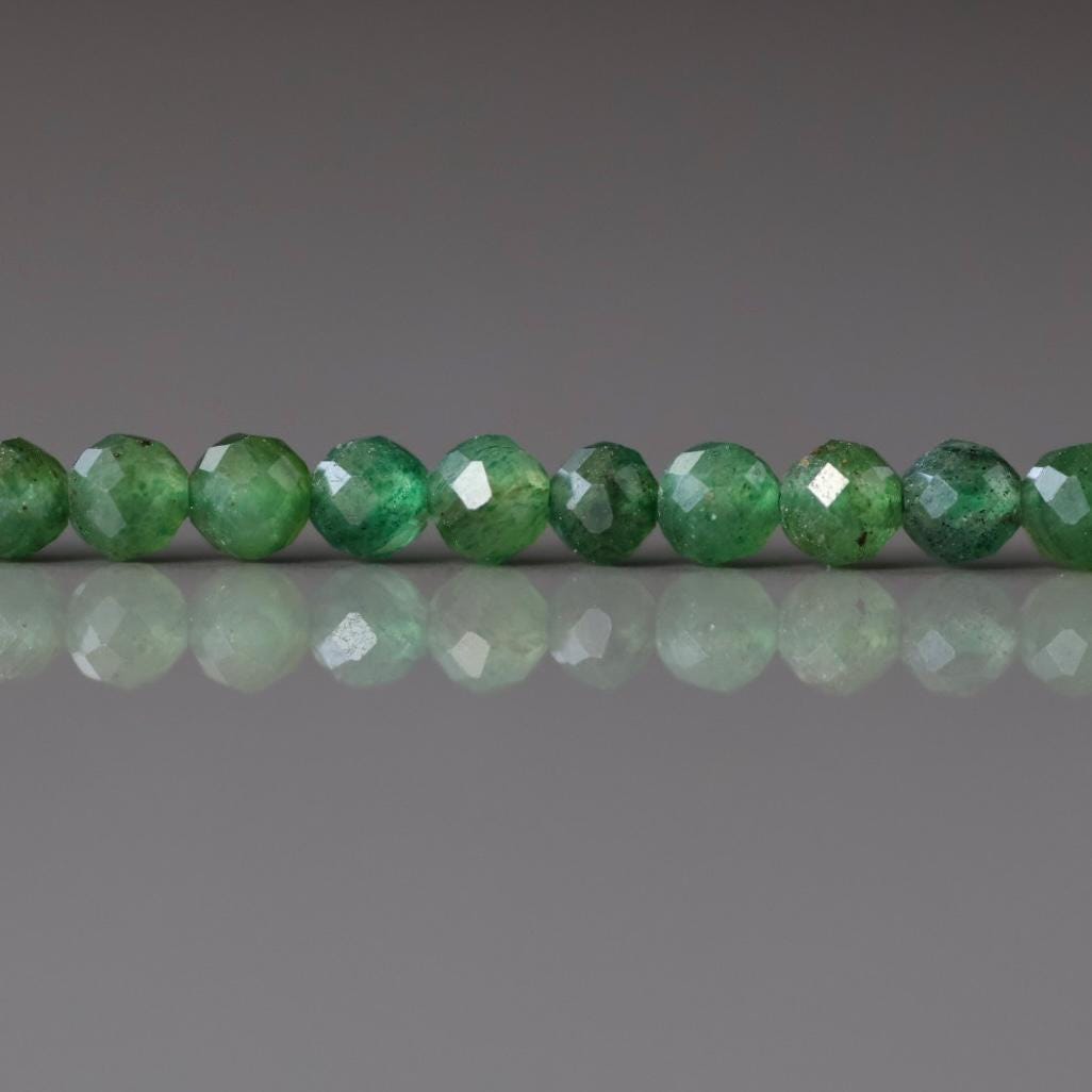 3.5mm Fuchsite Beads ‚Äì Faceted Round Natural Gemstone 15" Strand