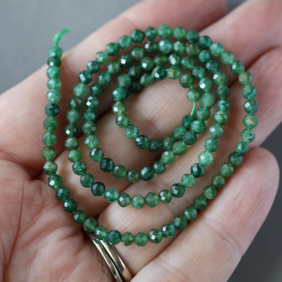 3.5mm Fuchsite Beads ‚Äì Faceted Round Natural Gemstone 15" Strand