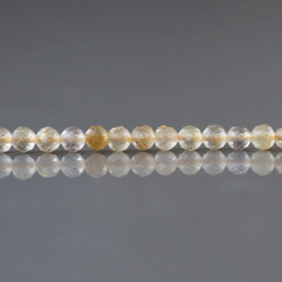 3.5mm Golden Rutilated Quartz Micro Faceted Beads Genuine Yellow Quartz Beads 15.5" Sparkly Gemstone Beads for Jewelry Making