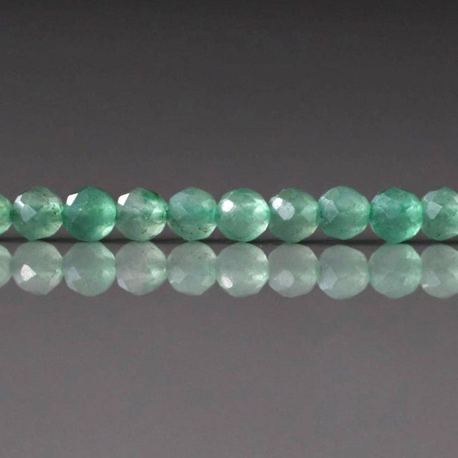 3.5mm Green Aventurine Beads ‚Äì Faceted Round Natural Gemstone 15" Strand