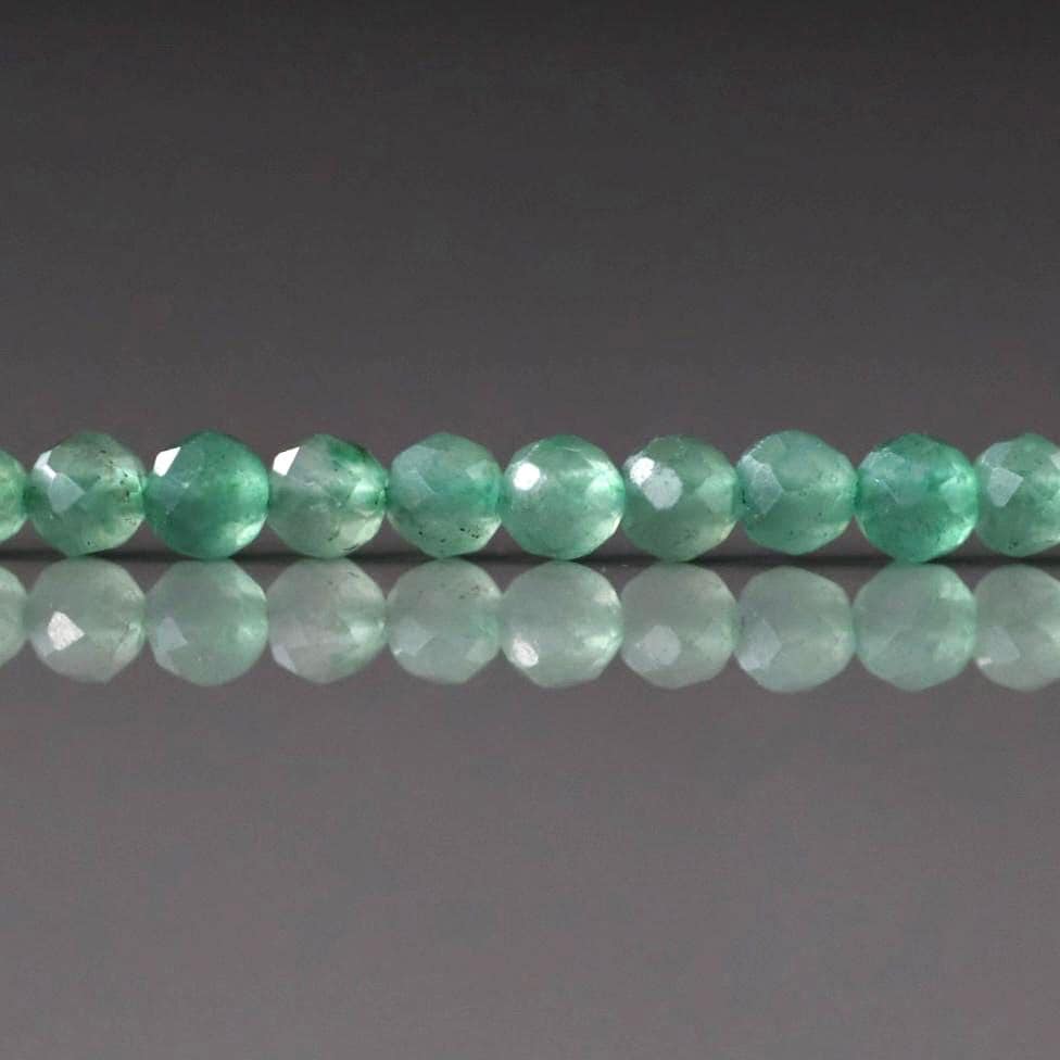 3.5mm Green Aventurine Beads ‚Äì Faceted Round Natural Gemstone 15" Strand