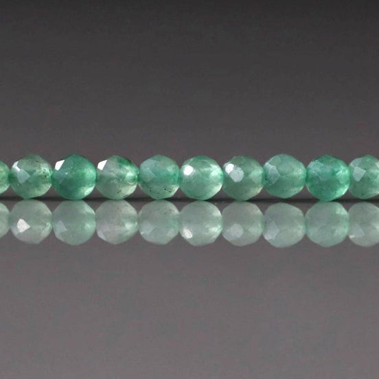 3.5mm Green Aventurine Beads ‚Äì Faceted Round Natural Gemstone 15" Strand