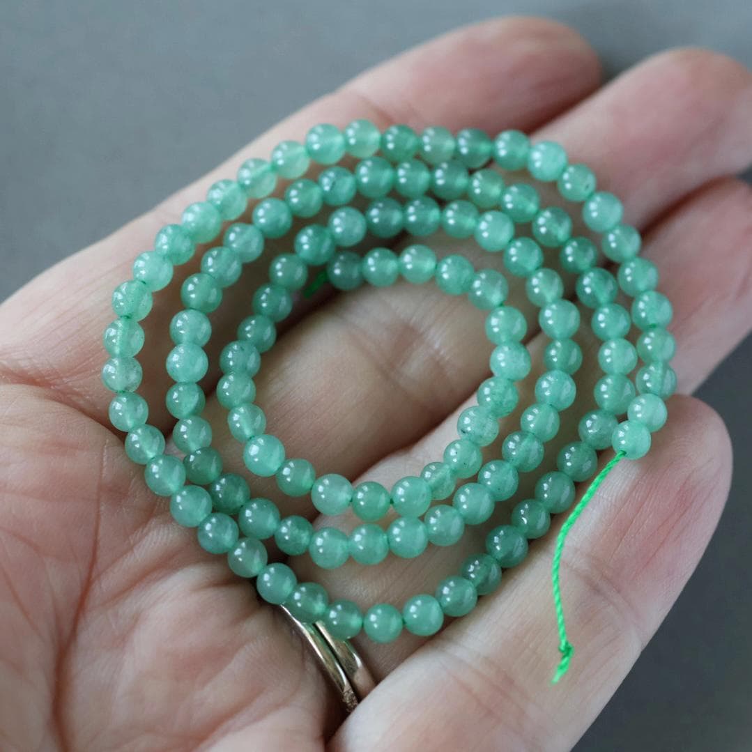 3.5mm Green Aventurine Beads ‚Äì Smooth Round Natural Gemstone 15" Strand