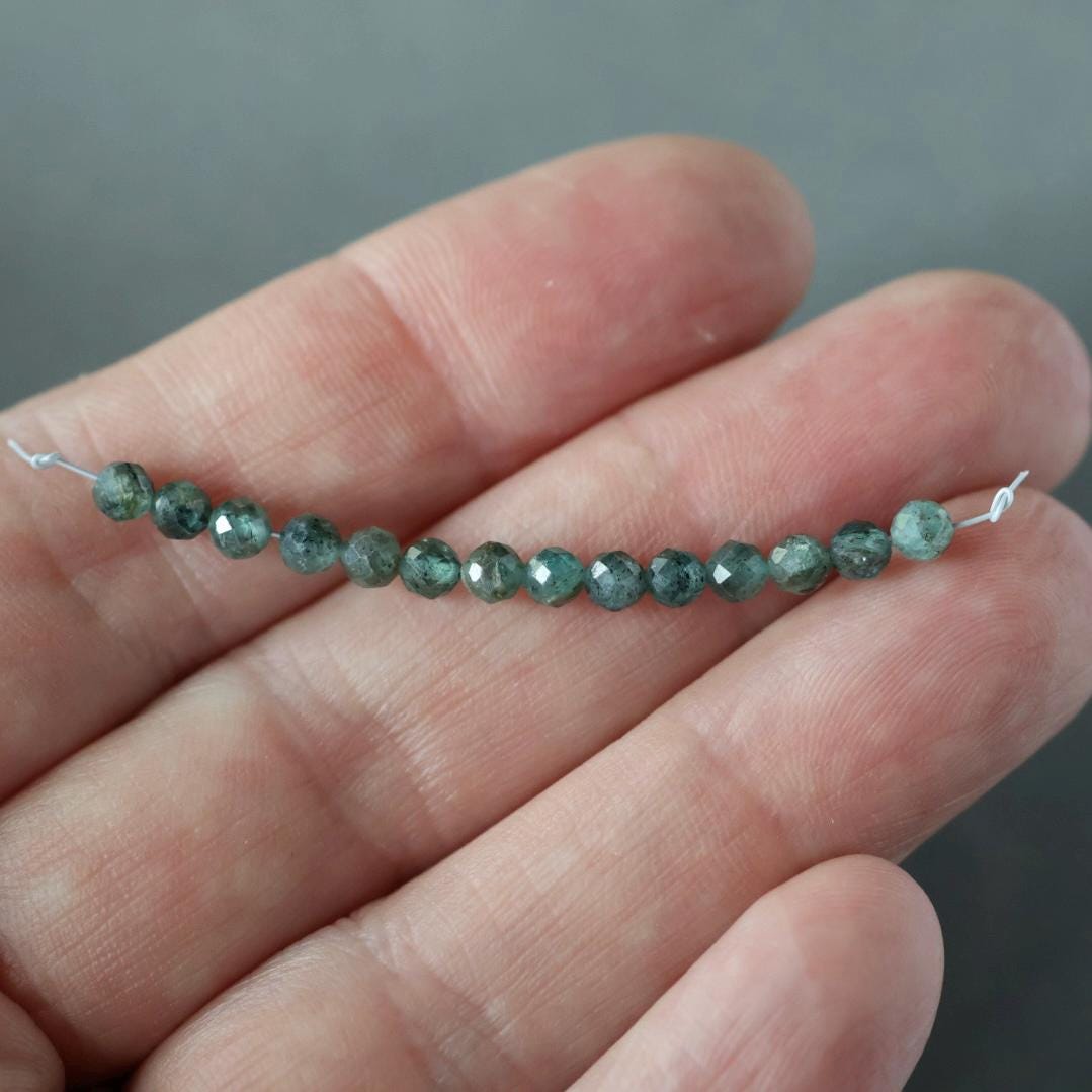 3.5mm Rare Green Kyanite Beads Micro Faceted Beads 14 PCs Rare Kyanite Gemstone Beads Beading Crafter Gift