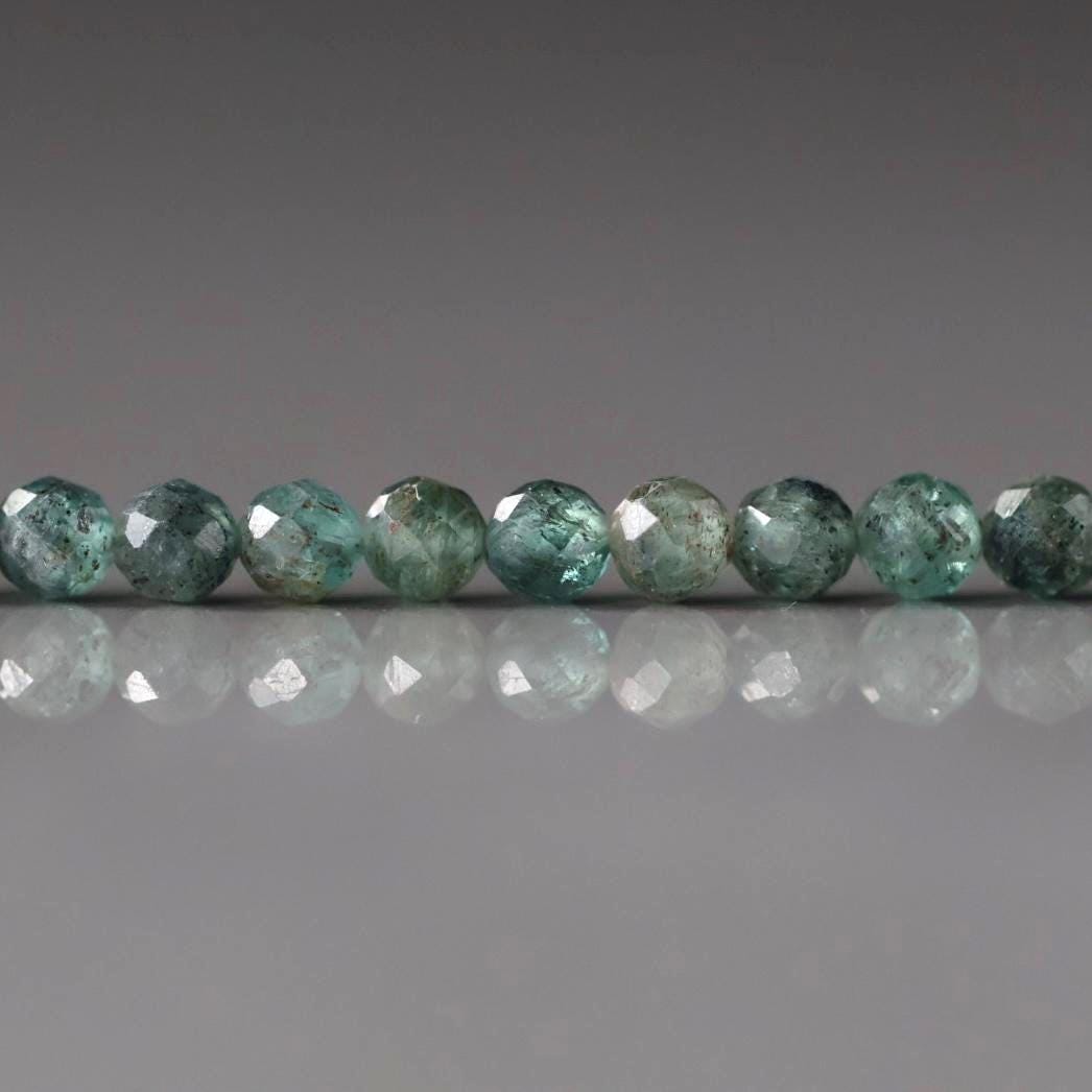 3.5mm Rare Green Kyanite Beads Micro Faceted Beads 14 PCs Rare Kyanite Gemstone Beads Beading Crafter Gift