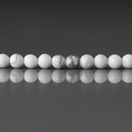 3.5mm Howlite Beads - Smooth Round Natural Gemstone 15" Strand