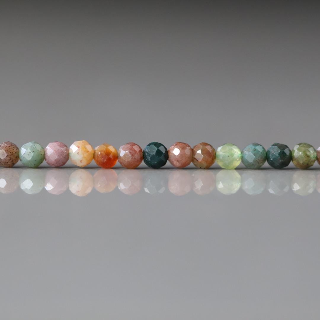 3.5mm Indian Agate Faceted Beads Genuine Agate Colorful Beads 15" Sparkly Gemstone Beads for DIY Jewelry Making Gift for Crafter