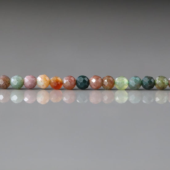 3.5mm Indian Agate Faceted Beads Genuine Agate Colorful Beads 15" Sparkly Gemstone Beads for DIY Jewelry Making Gift for Crafter