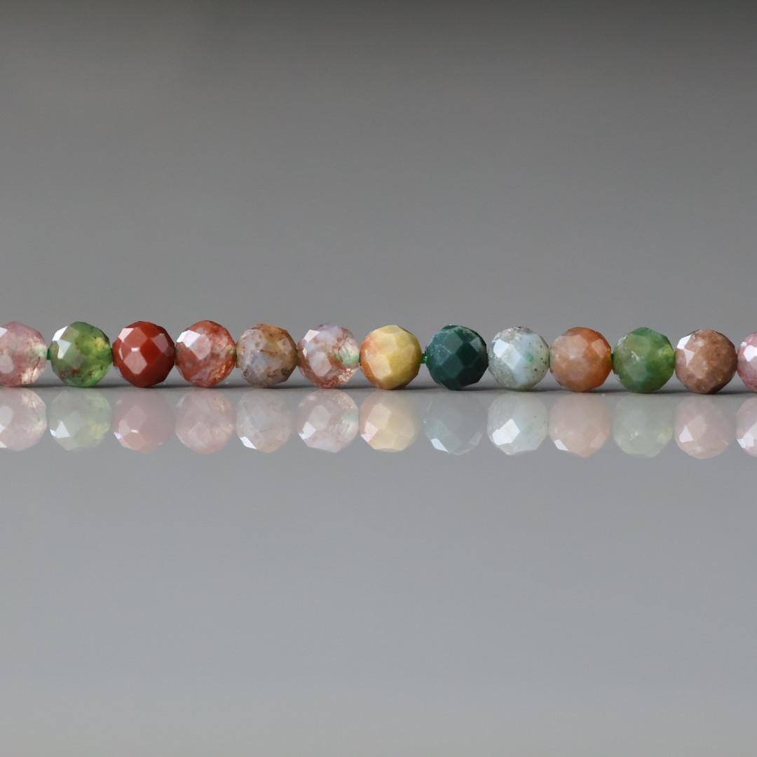 3.5mm Indian Agate Beads - Faceted Round Natural Gemstone 15" Strand
