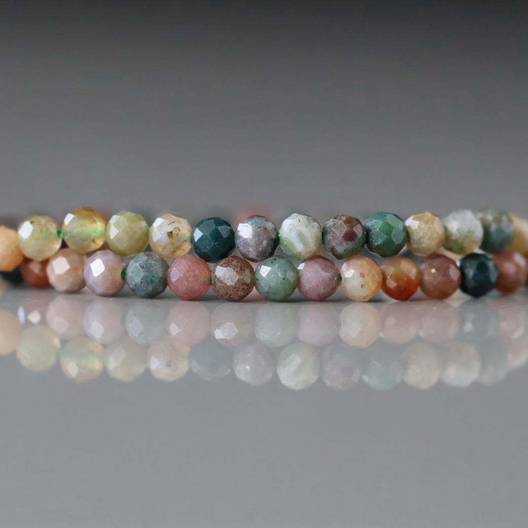 3.5mm Indian Agate Beads - Faceted Round Natural Gemstone 15" Strand