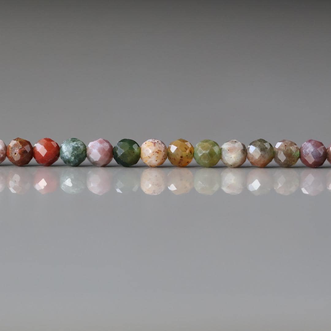 3.5mm Indian Agate Beads - Faceted Round Natural Gemstone 15" Strand