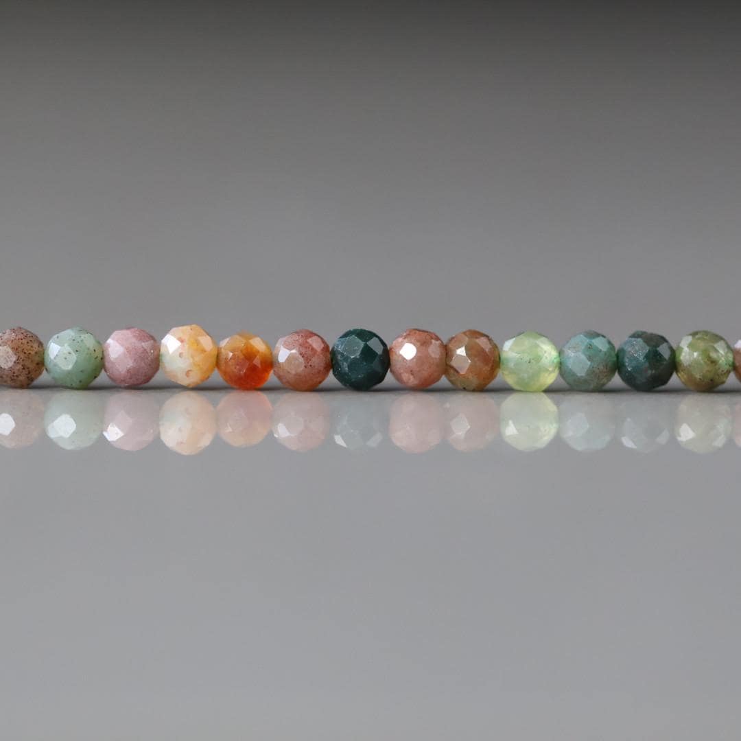 3.5mm Indian Agate Beads - Faceted Round Natural Gemstone 15" Strand