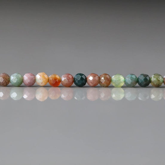 3.5mm Indian Agate Beads - Faceted Round Natural Gemstone 15" Strand