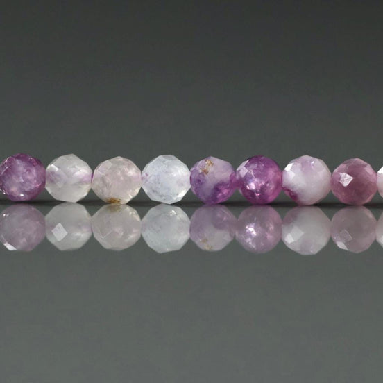 3.5mm AAA Lepidolite Micro Faceted Beads Genuine Lepidolite Beads 15" Sparkly Gemstone Beads for Jewelry Making
