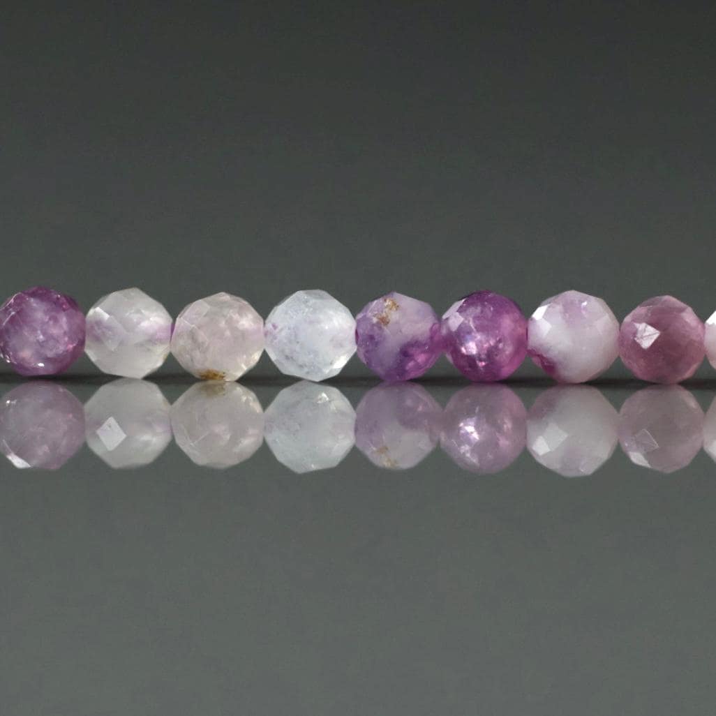 3.5mm Lepidolite Beads – Faceted Round Natural Gemstone 15" Strand