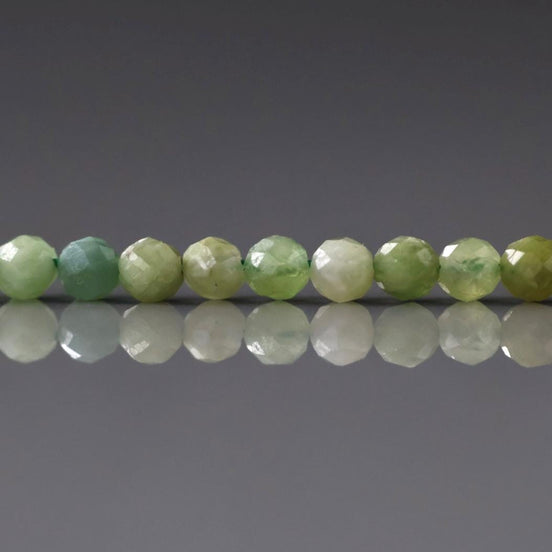 3.5mm Green Tourmaline Micro Faceted Beads 15" Light Green Sparkly Gemstone Beads for Jewelry Making Beading Gift Crafter October Birthstone