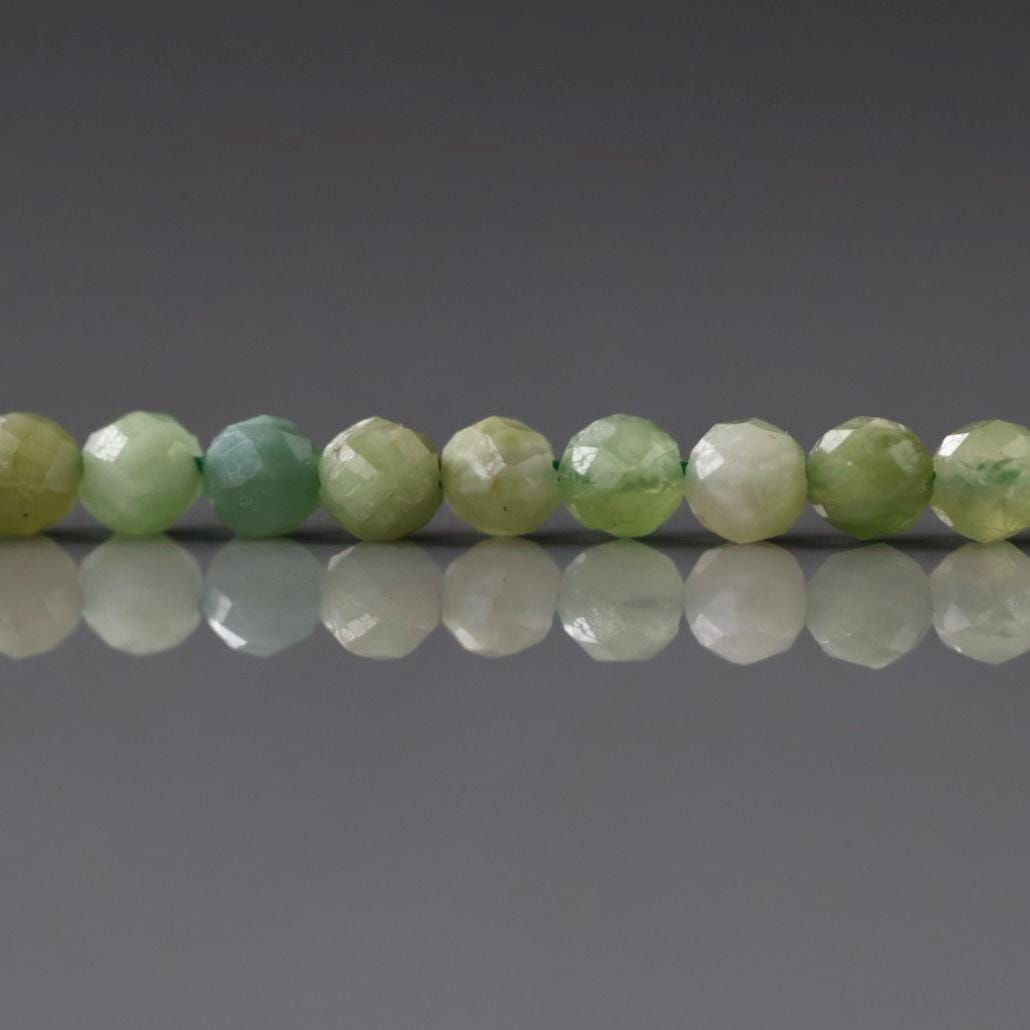3.5mm Light Green Tourmaline Beads ‚Äì Faceted Round Natural Gemstone 15" Strand