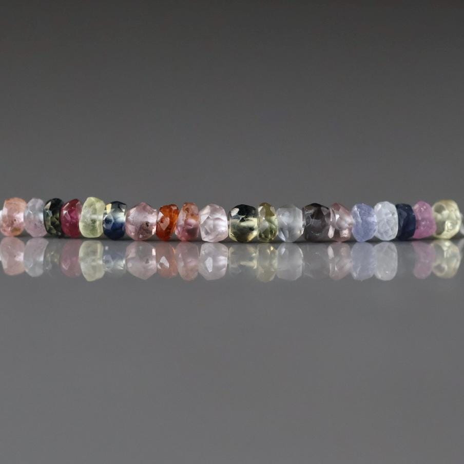 3.5mm Disco Sapphire Beads Faceted 20 PCs Raw Colorful Multi Sapphire Genuine Gemstone Beads Jewelry Making Craft Gift September Birthstone