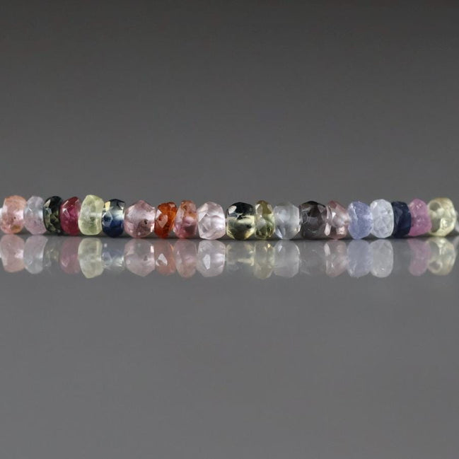 3.5mm Disco Sapphire Beads Faceted 20 PCs Raw Colorful Multi Sapphire Genuine Gemstone Beads Jewelry Making Craft Gift September Birthstone