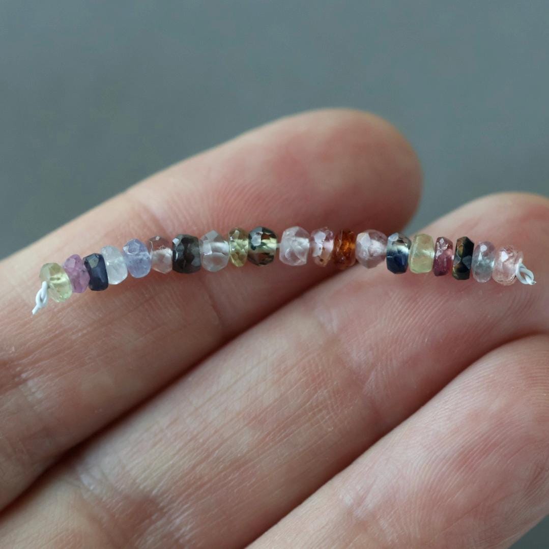 3.5mm Disco Sapphire Beads Faceted 20 PCs Raw Colorful Multi Sapphire Genuine Gemstone Beads Jewelry Making Craft Gift September Birthstone