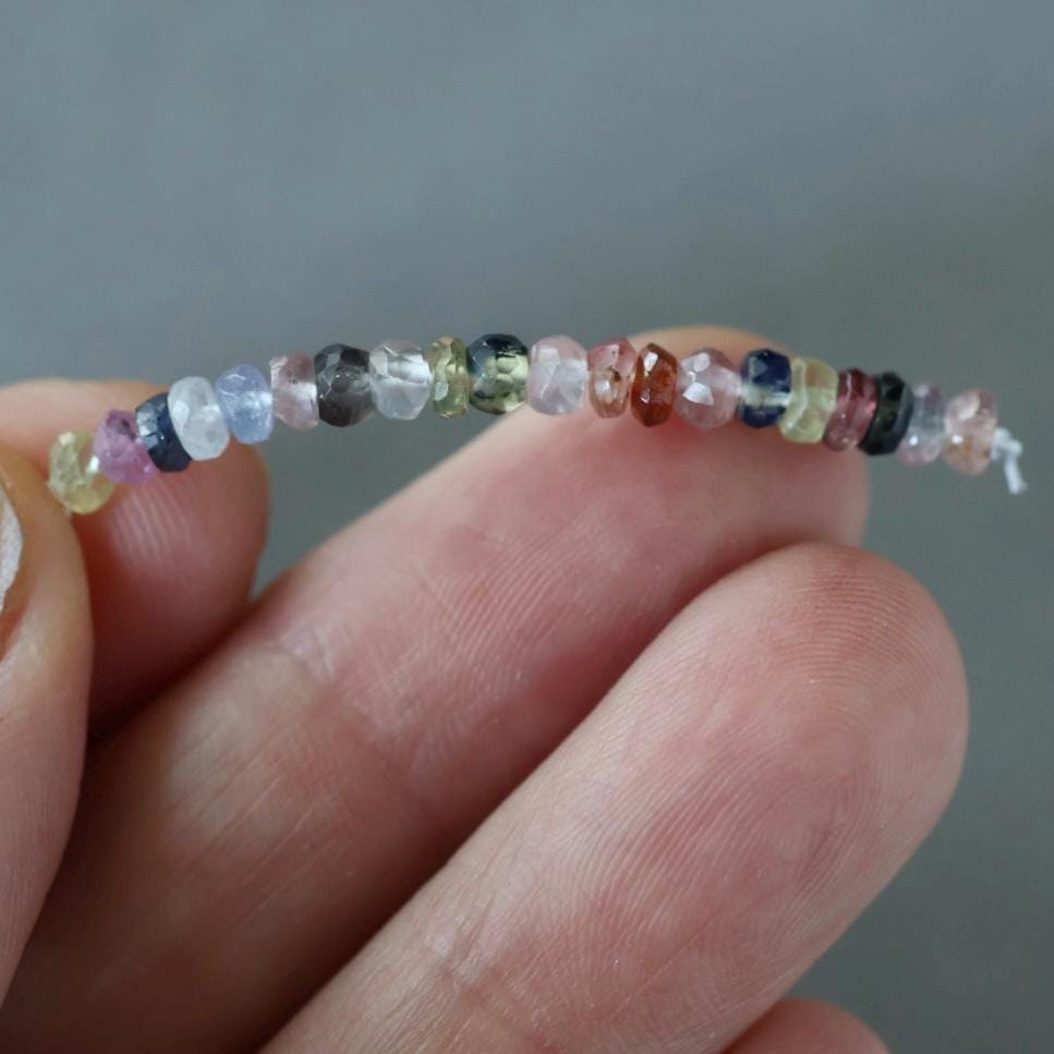 3.5mm Disco Sapphire Beads Faceted 20 PCs Raw Colorful Multi Sapphire Genuine Gemstone Beads Jewelry Making Craft Gift September Birthstone