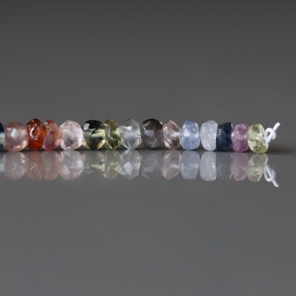3.5mm Disco Sapphire Beads Faceted 20 PCs Raw Colorful Multi Sapphire Genuine Gemstone Beads Jewelry Making Craft Gift September Birthstone