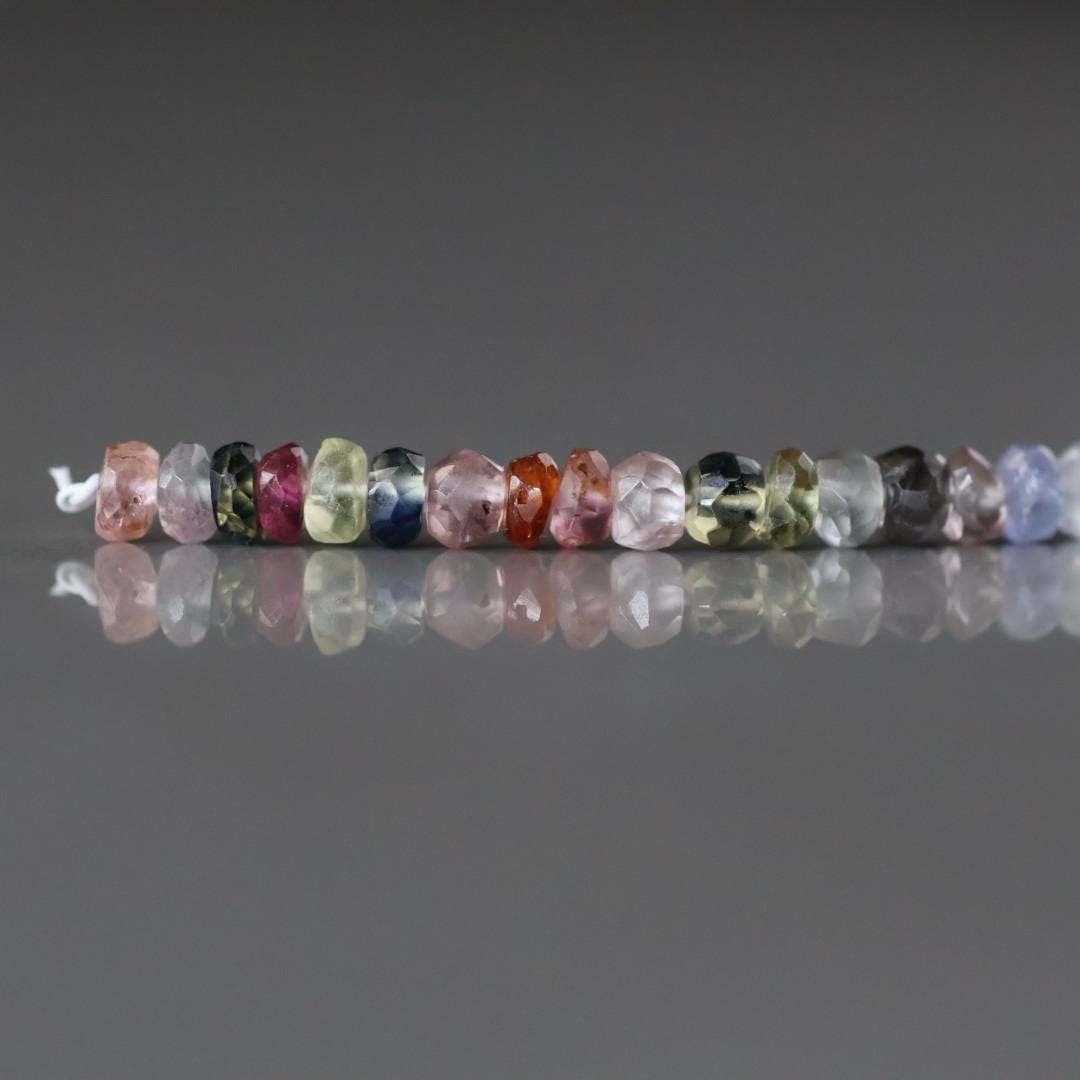 3.5mm Disco Sapphire Beads Faceted 20 PCs Raw Colorful Multi Sapphire Genuine Gemstone Beads Jewelry Making Craft Gift September Birthstone