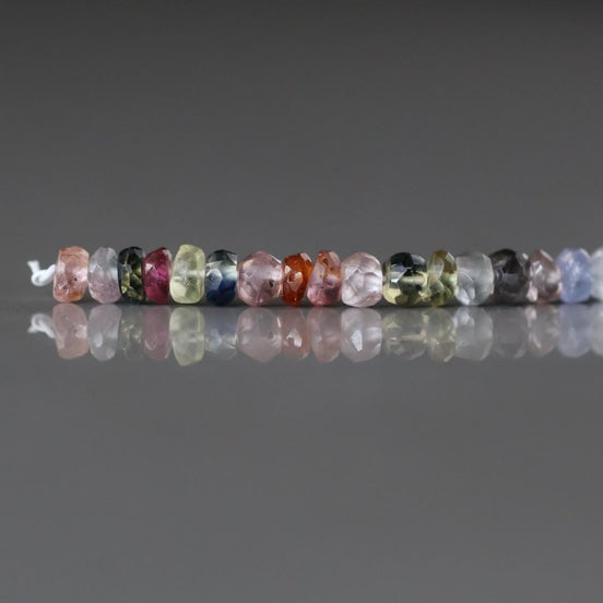 3.5mm Disco Sapphire Beads Faceted 20 PCs Raw Colorful Multi Sapphire Genuine Gemstone Beads Jewelry Making Craft Gift September Birthstone