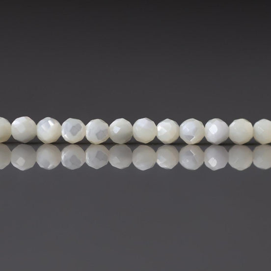 3.5mm Natural Mother of Pearl Beads Faceted MOP Genuine Shell Beads 15" Gemstone Jewelry Making Gift for crafter