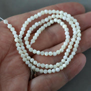 3.5mm Natural Mother of Pearl Beads Faceted MOP Genuine Shell Beads 15
