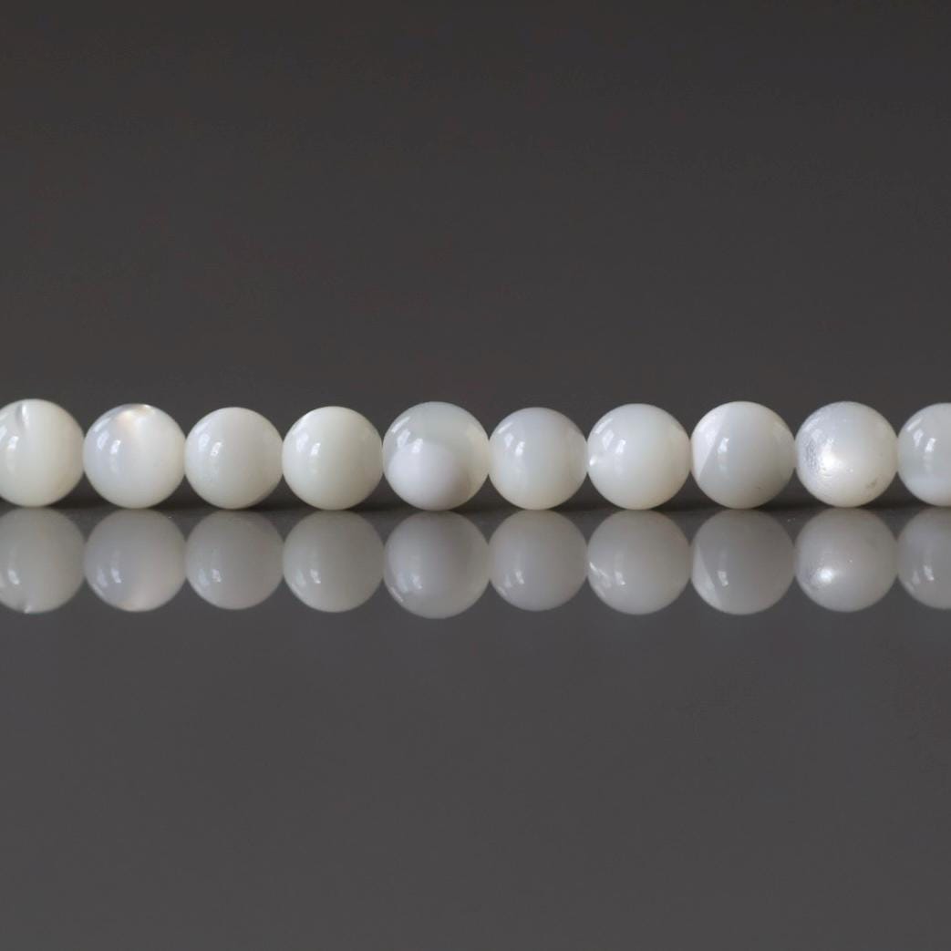 3.5mm Natural Mother of Pearl Beads Smooth MOP Genuine Shell Beads 15" Gemstone Jewelry Making Gift for crafter