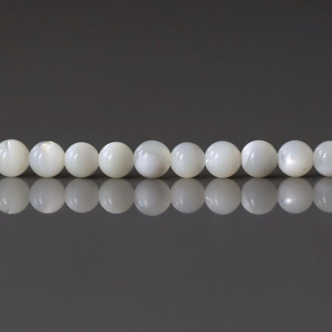 3.5mm Natural Mother of Pearl Beads Smooth MOP Genuine Shell Beads 15" Gemstone Jewelry Making Gift for crafter