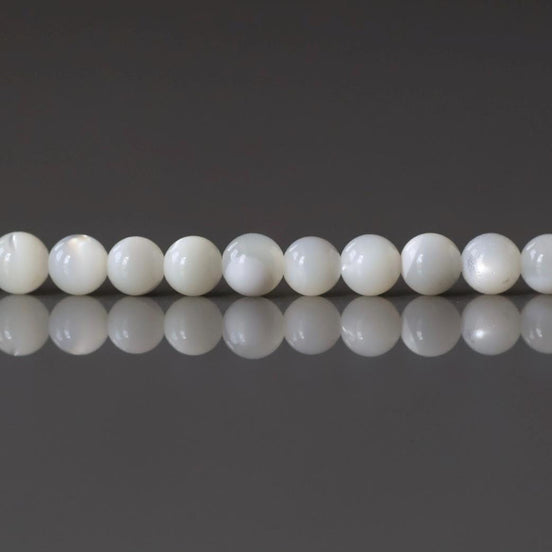 3.5mm Natural Mother of Pearl Beads Smooth MOP Genuine Shell Beads 15" Gemstone Jewelry Making Gift for crafter