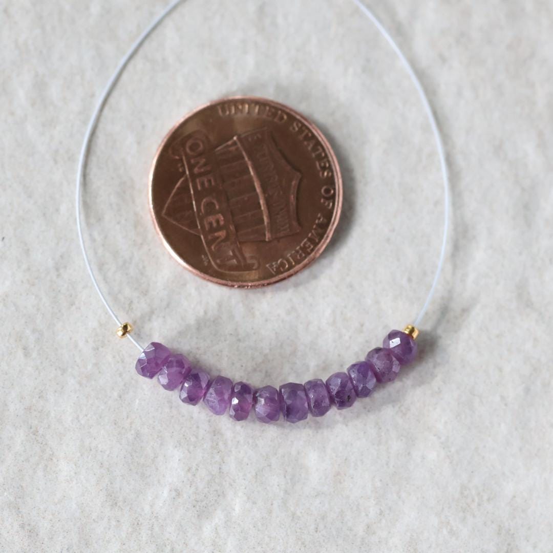 3.5mm Natural Purple Sapphire Beads Faceted Rondelle 1” Genuine Gemstonefir DIY Jewelry Making Beading Supplies
