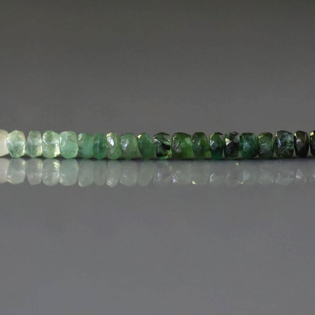 3.5mm Ombre Emerald Beads - Faceted Rondelle Natural Gemstone 1.75" Strand