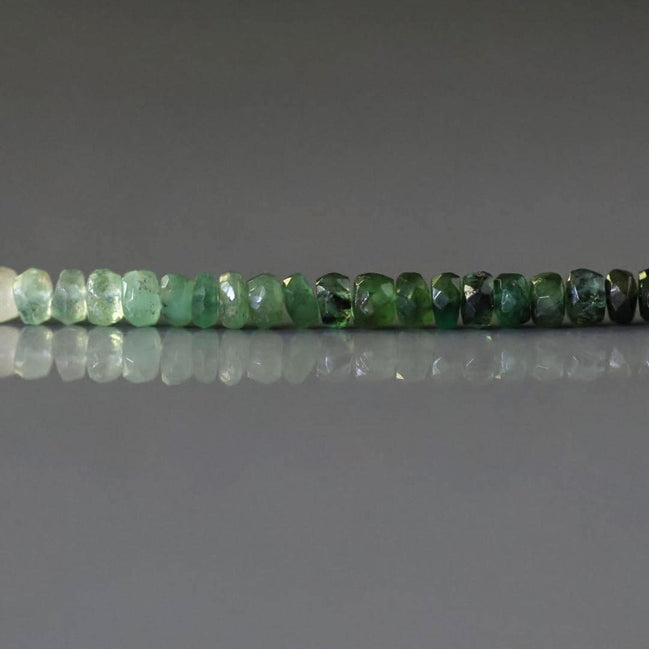 3.5mm Ombre Emerald Beads - Faceted Rondelle Natural Gemstone 1.75" Strand