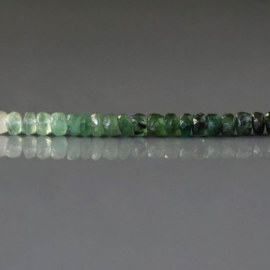 3.5mm Ombre Emerald Beads - Faceted Rondelle Natural Gemstone 1.75" Strand