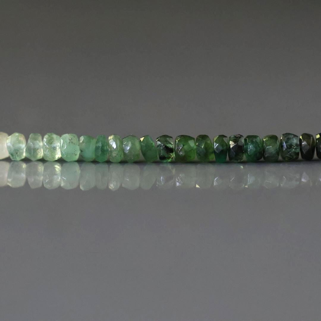 3.5mm Ombre Emerald Beads Faceted Rondelle 2” Raw Natural Emerald Genuine Gemstone Beads for DIY Jewelry Making Craft Gift